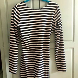 Billabong black & white striped body con dress